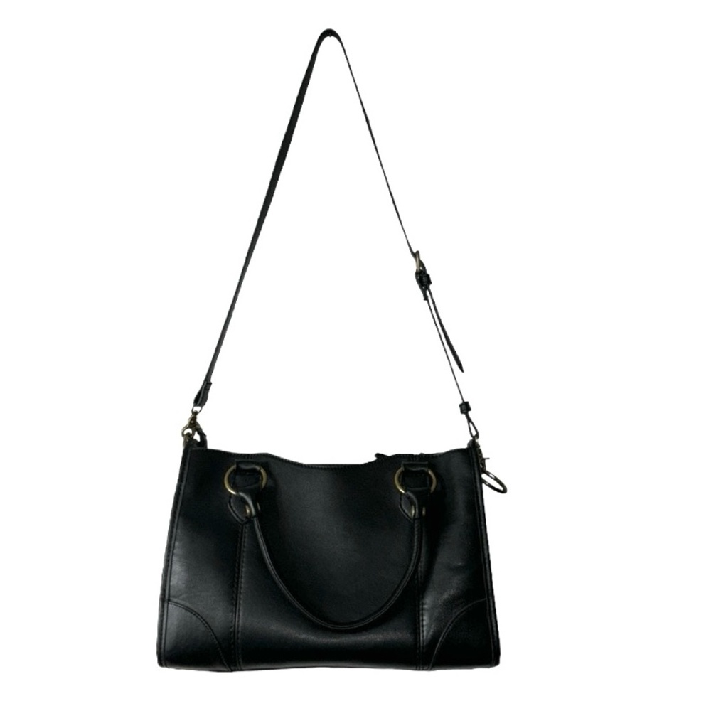 Frye & Co Black Faux Vegan Leather Crossbody Bag Handbag Handle Large Closet - Picture 2 of 6